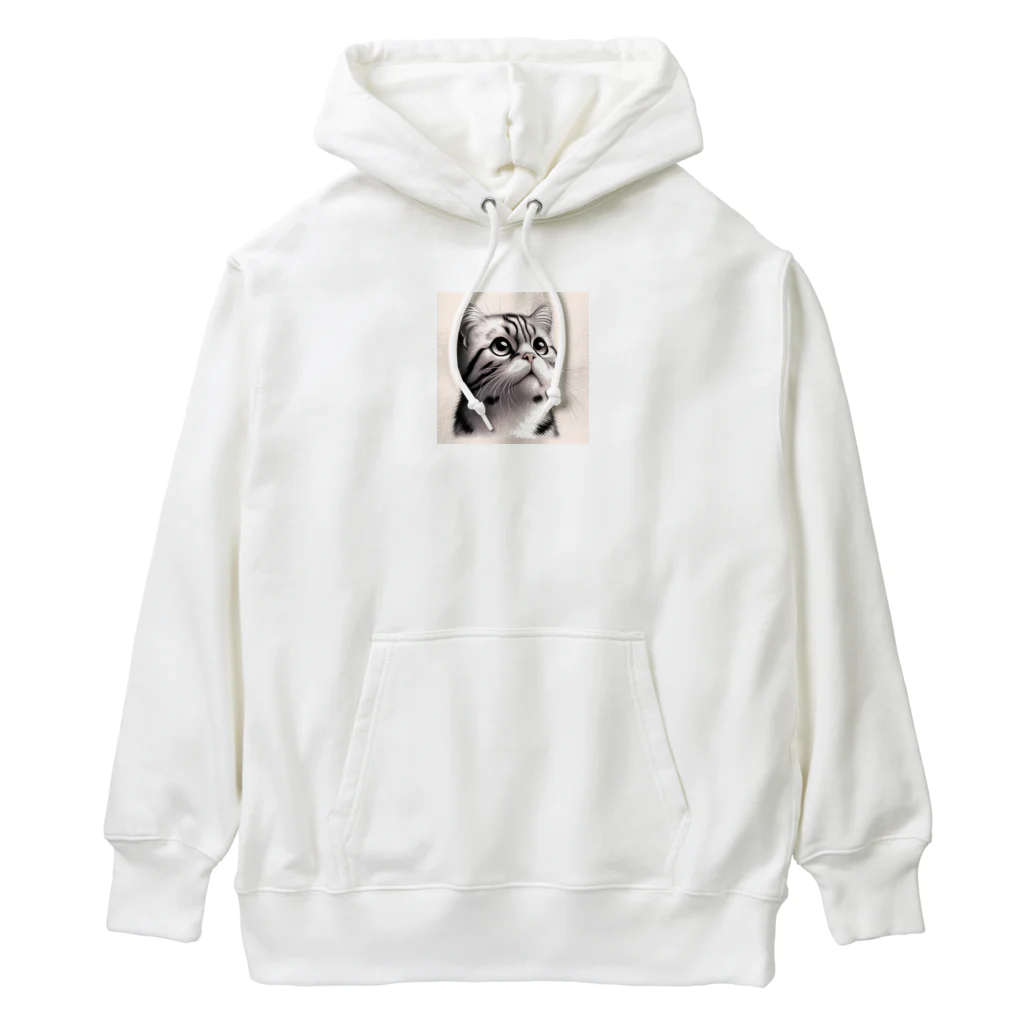 獣医学生の高橋さんの斜め上を見る猫 Heavyweight Hoodie