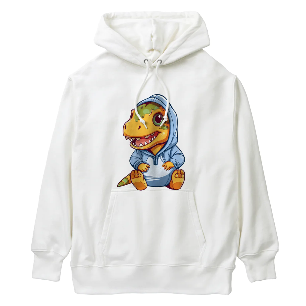 Vasetti_pressの青パーカーを着たティラノサウルス Heavyweight Hoodie