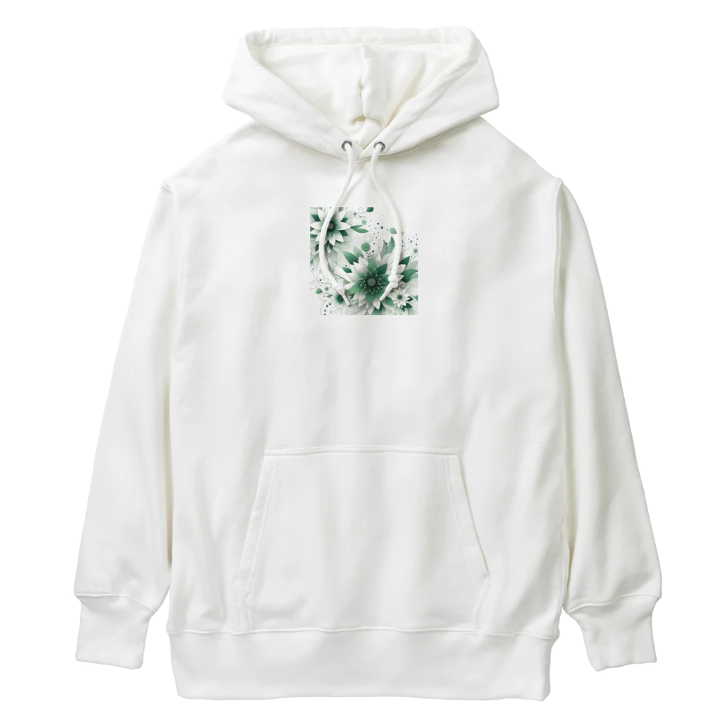 アミュペンの数学的なデザインを持つ緑と白の花 Heavyweight Hoodie