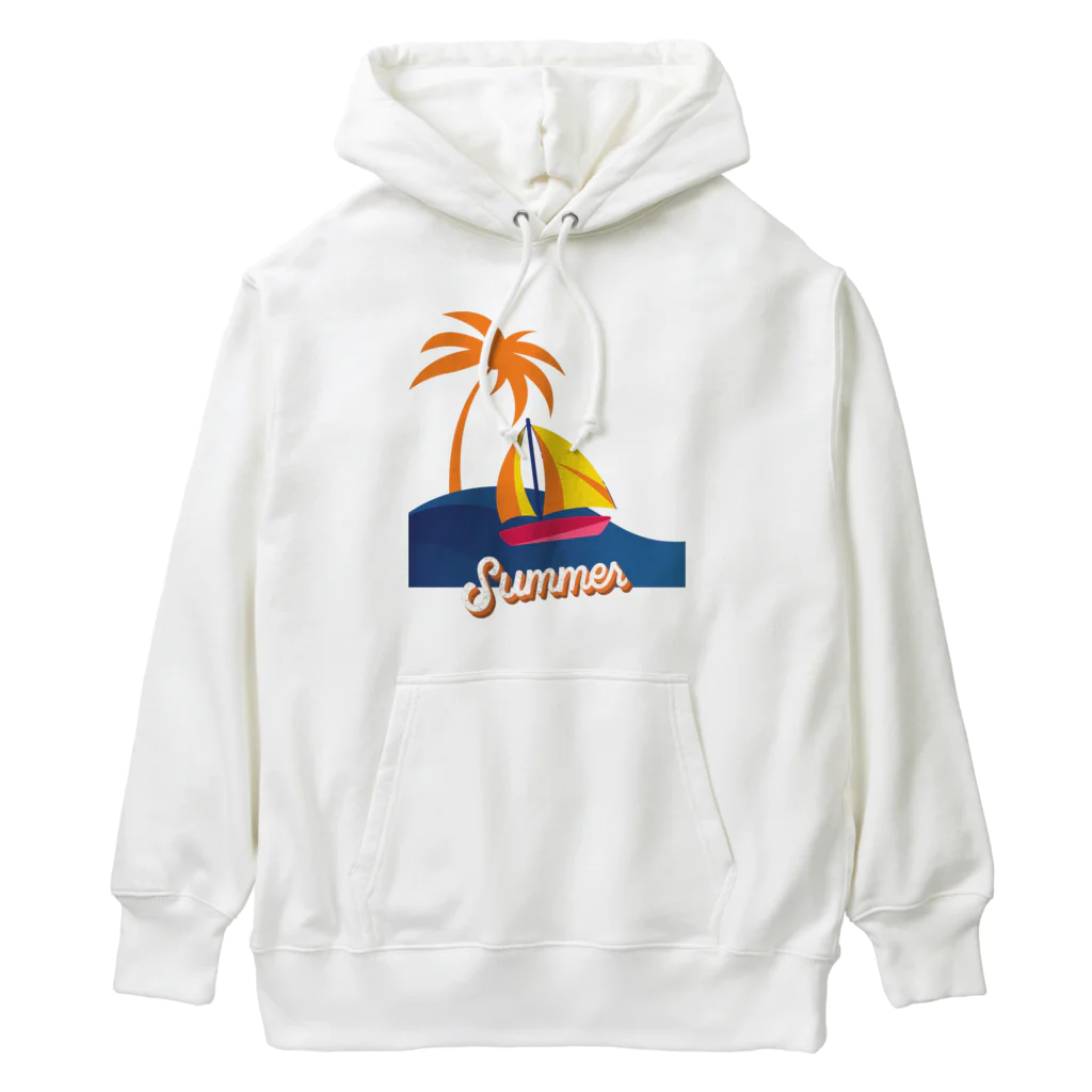  SATOHIROショップのヨットビーチ・サマーパーム Heavyweight Hoodie