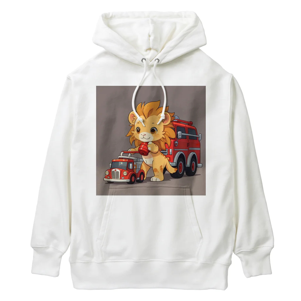 ganeshaの可愛いライオンとおもちゃの消防車 Heavyweight Hoodie