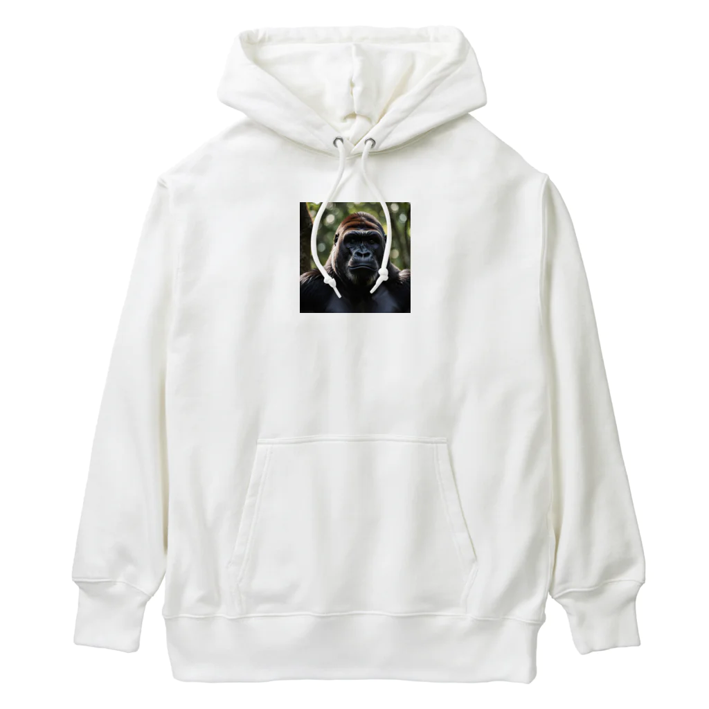 animalzの力強くどんと構えるゴリラ Heavyweight Hoodie