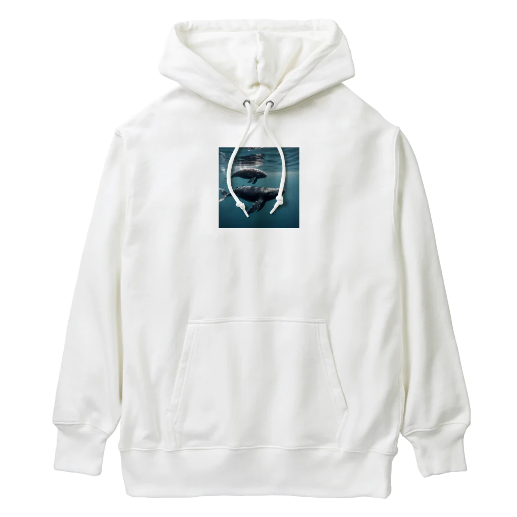 tozaki5573のクジラの親子 Heavyweight Hoodie