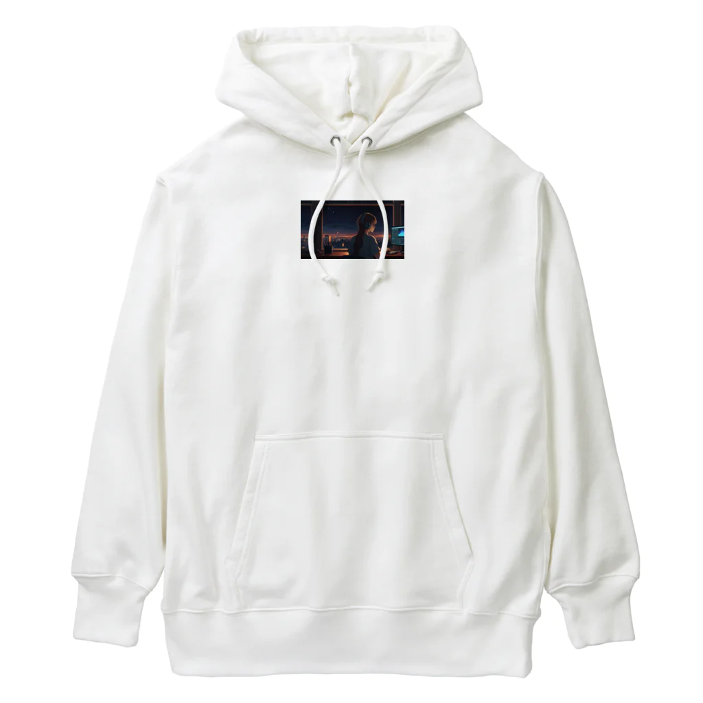 ADOのパソコン作業の女性 Heavyweight Hoodie