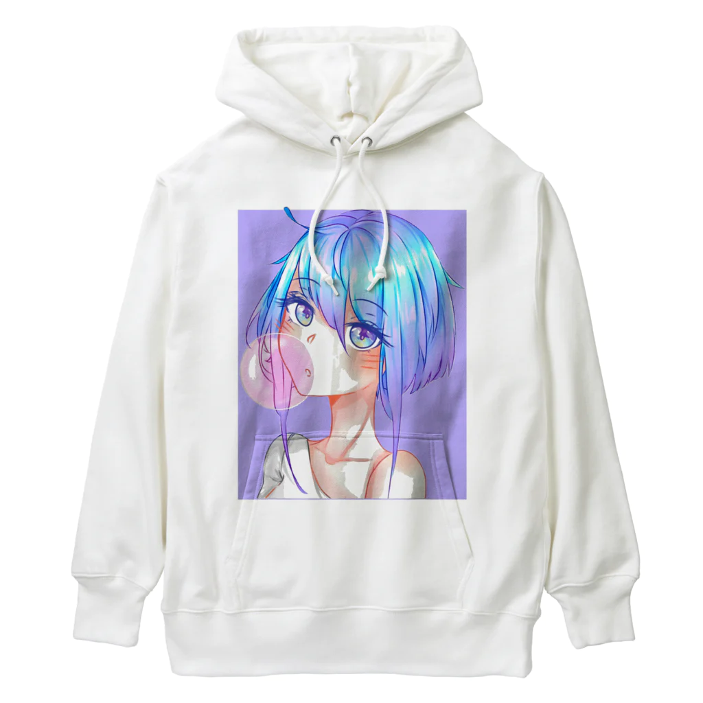 World_Teesのバブルガムを噛むアニメガール 日本の美学 アニメオタク Heavyweight Hoodie