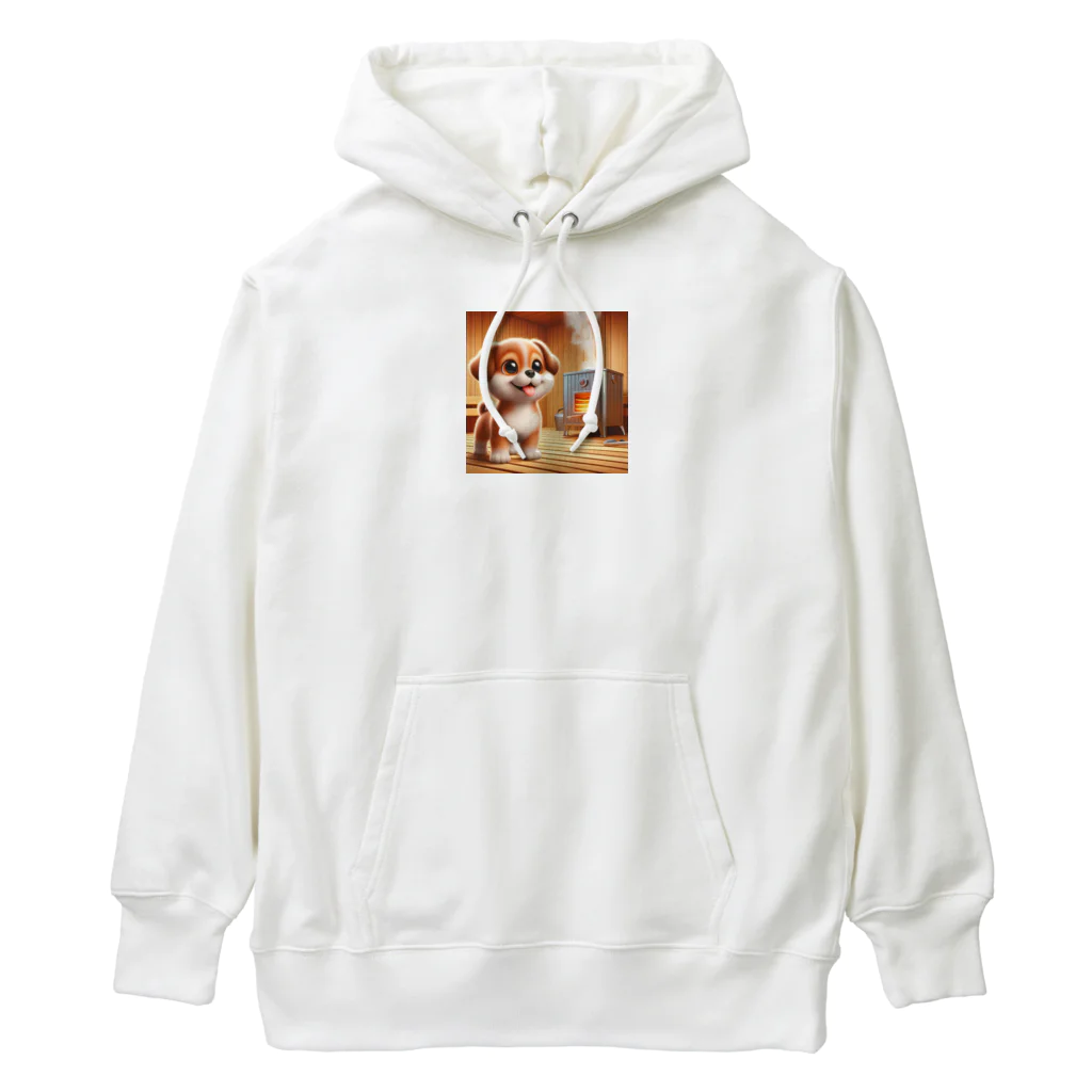 サウナーグッズショップの可愛い子犬がサウナでととのう Heavyweight Hoodie