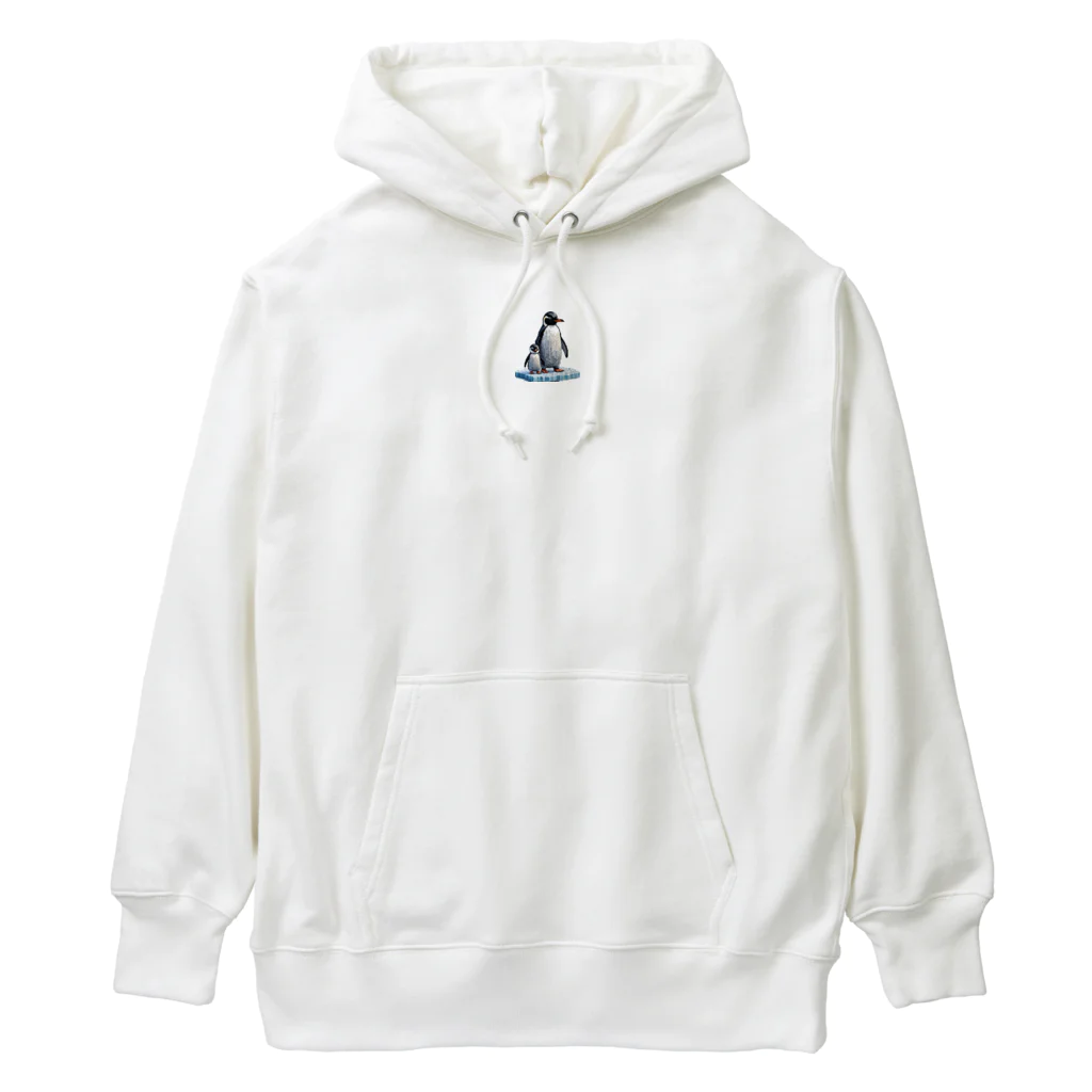 アニマルアートのペンギンの親子 Heavyweight Hoodie