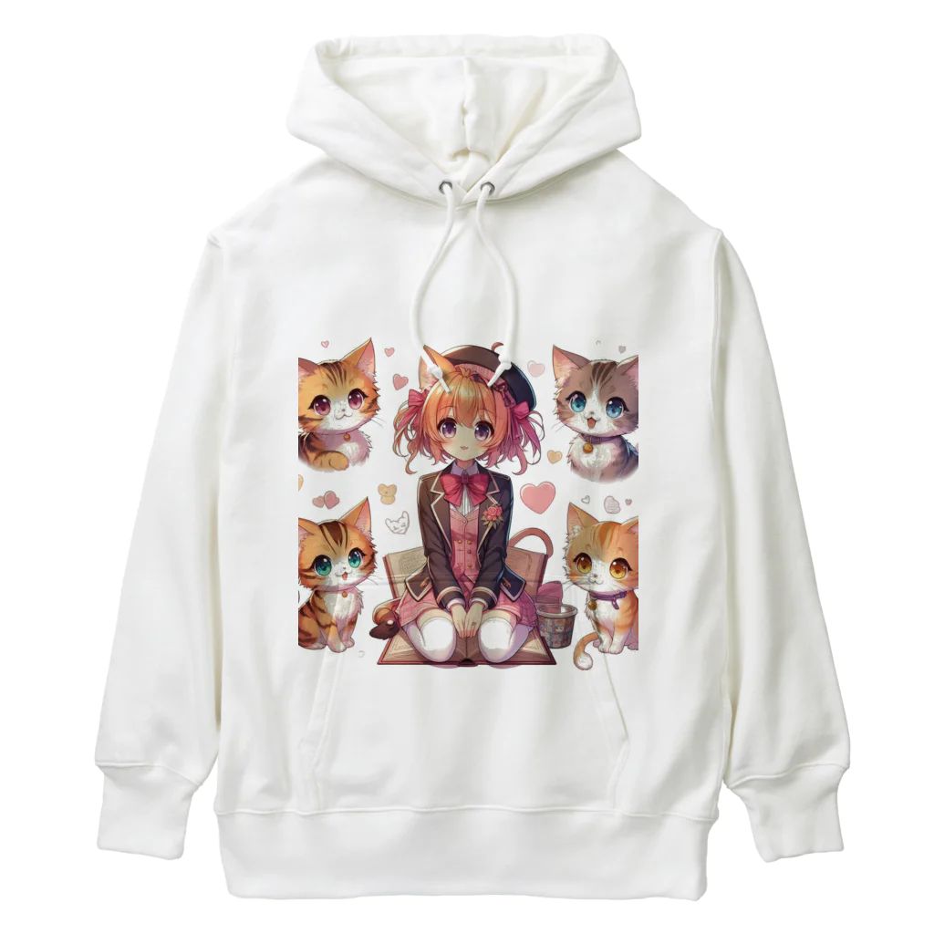 ウツボちゃんの大好きな猫に囲まれて Heavyweight Hoodie