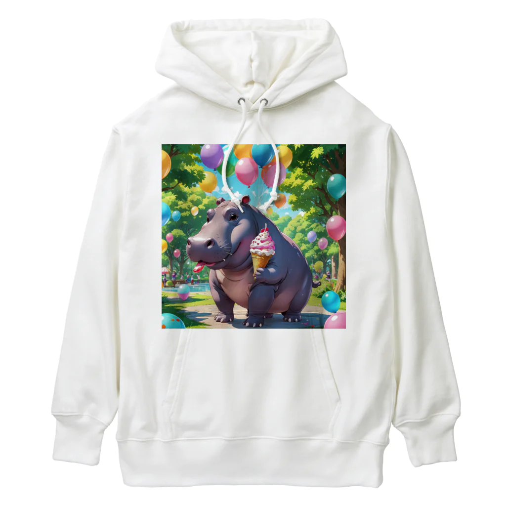 Afiricoのカバちゃんの大好物はソフトクリーム Heavyweight Hoodie