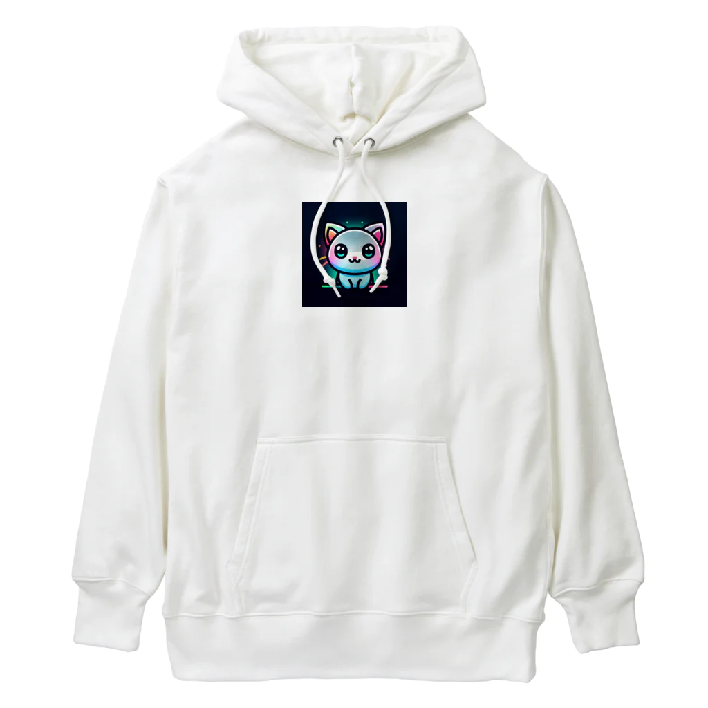 キャピキャピのネオン系の可愛い猫 Heavyweight Hoodie