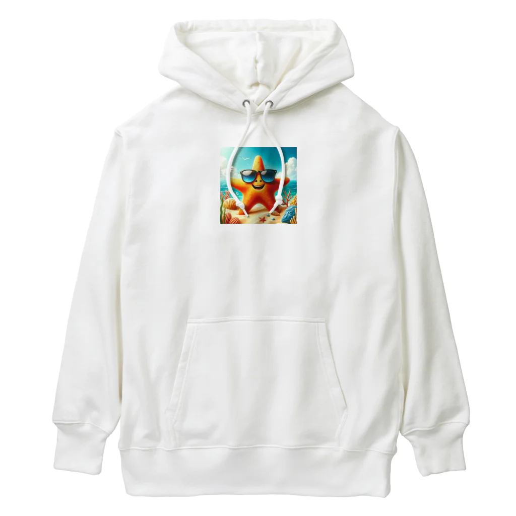 KIglassesのサングラスをかけた笑顔のヒトデ - 海の陽気な仲間！ Heavyweight Hoodie