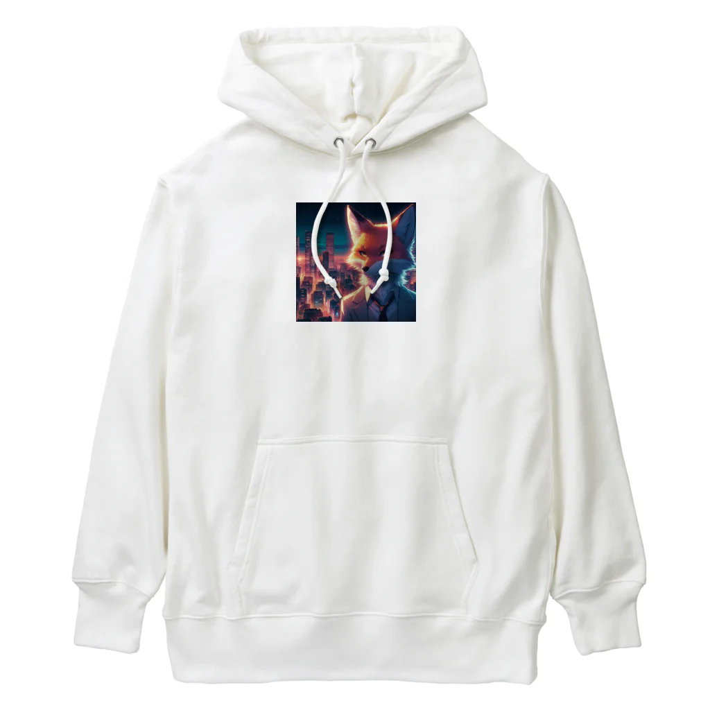 YFCの大都会に立つシリアスなキツネ② Heavyweight Hoodie