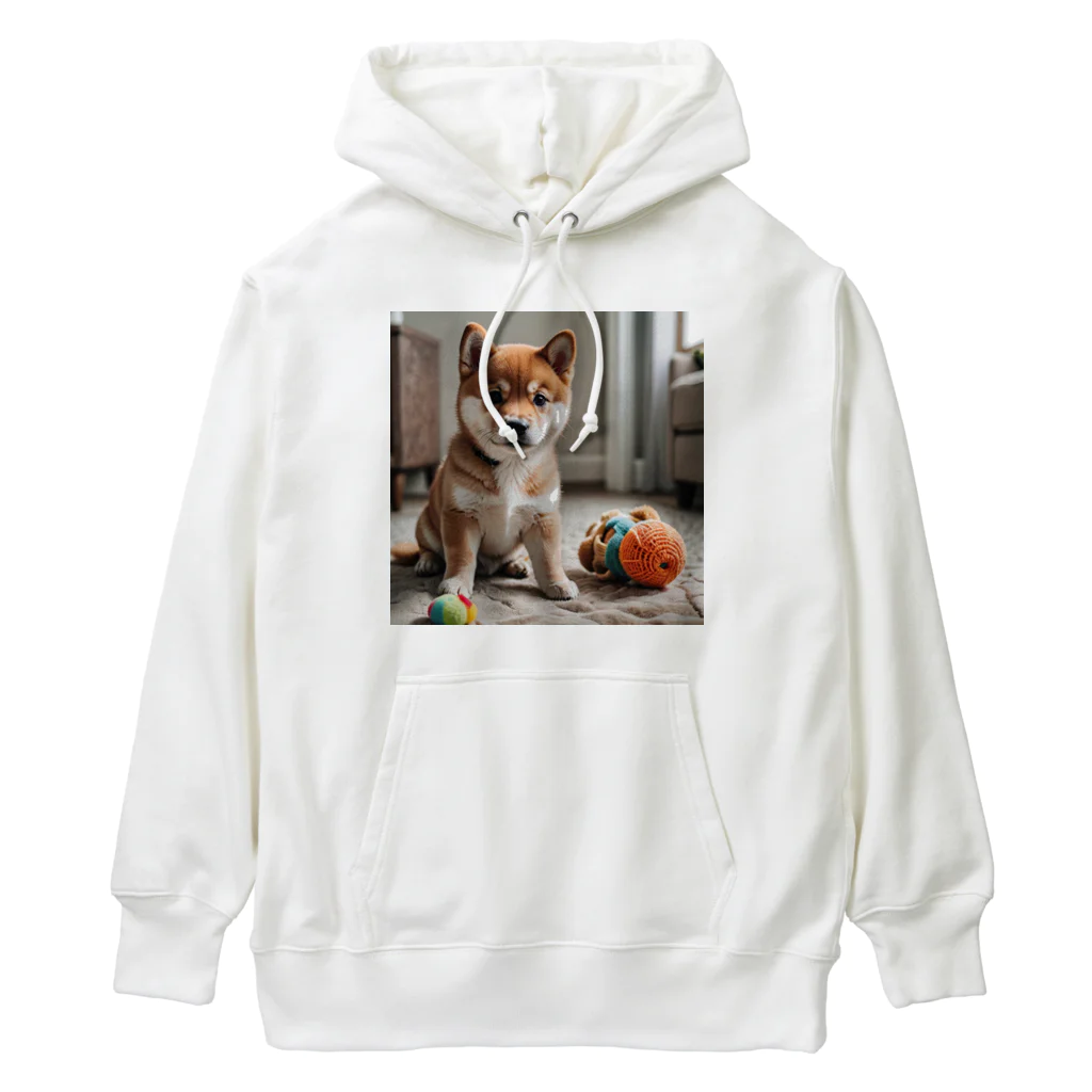 kaerinofficeの柴犬のかわいい幼子が写真の中央にいる。 Heavyweight Hoodie