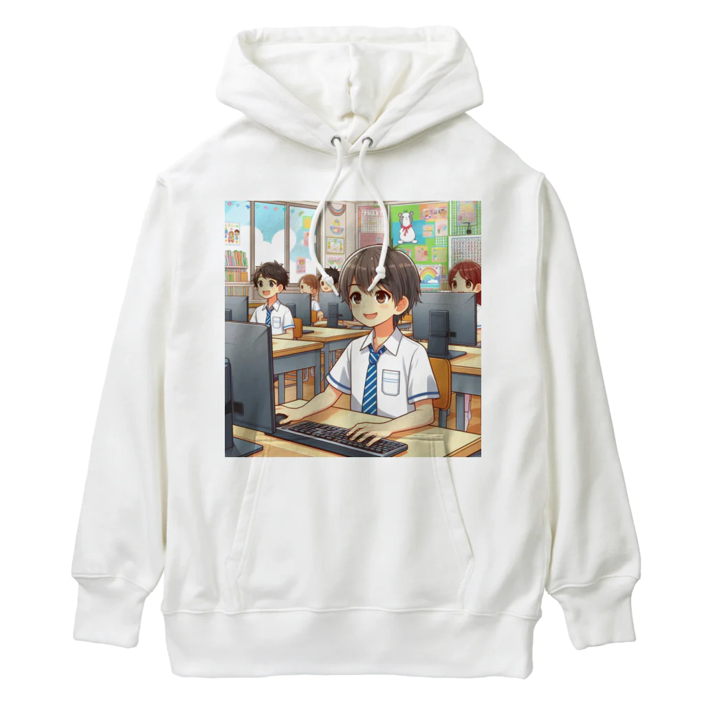 可愛い男の子イラスト販売所　By,keicyanの男の子　中学1年生　パソコン部 Heavyweight Hoodie