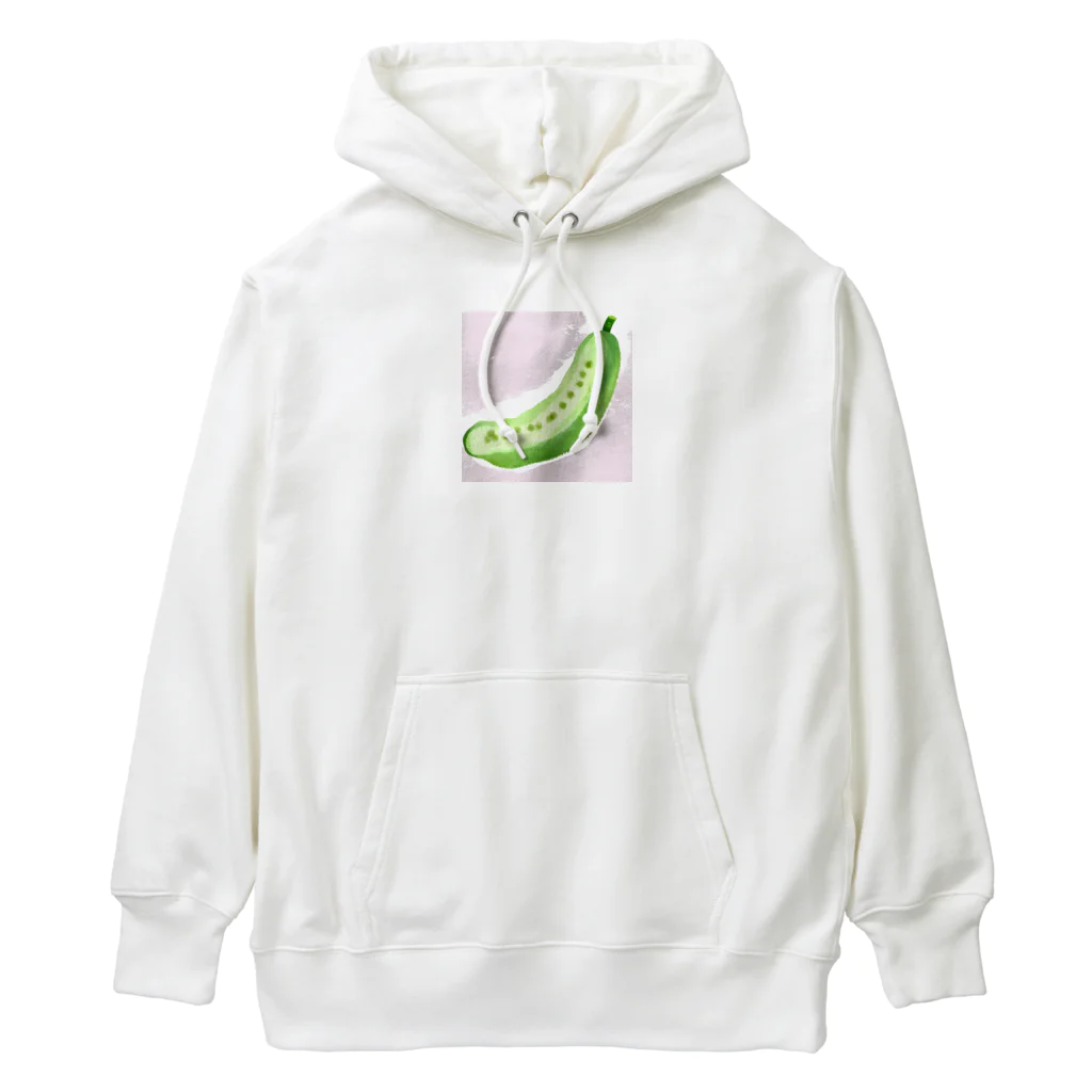 かるるんショップのきゅうりシリーズ　水彩きゅうり Heavyweight Hoodie