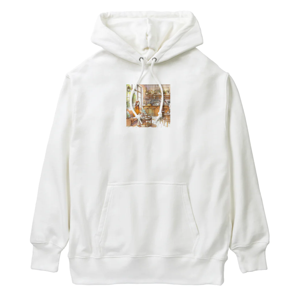 tattat259のカフェでくつろぐ女の子 Heavyweight Hoodie