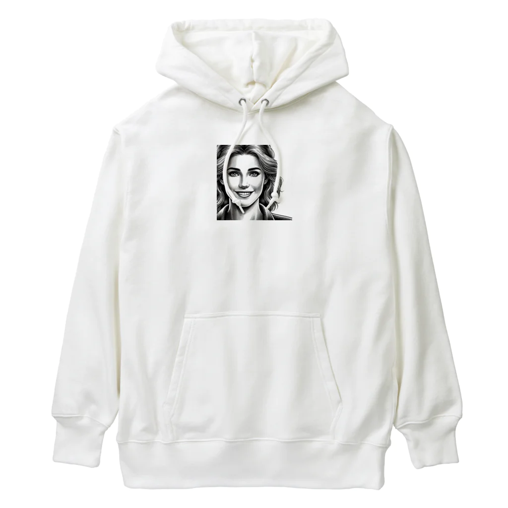 jittamanの微笑む女性 Heavyweight Hoodie