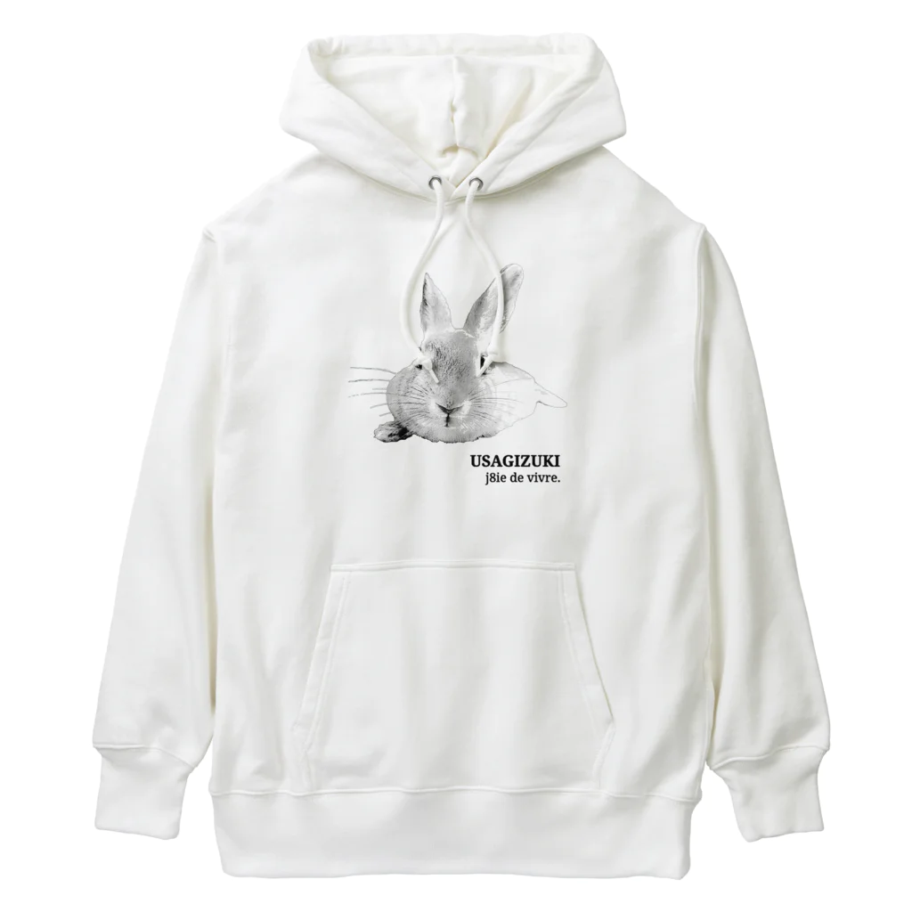 j8ie de vivre♪のうさぎの休憩　USAGIZUKI　モノクロ Heavyweight Hoodie