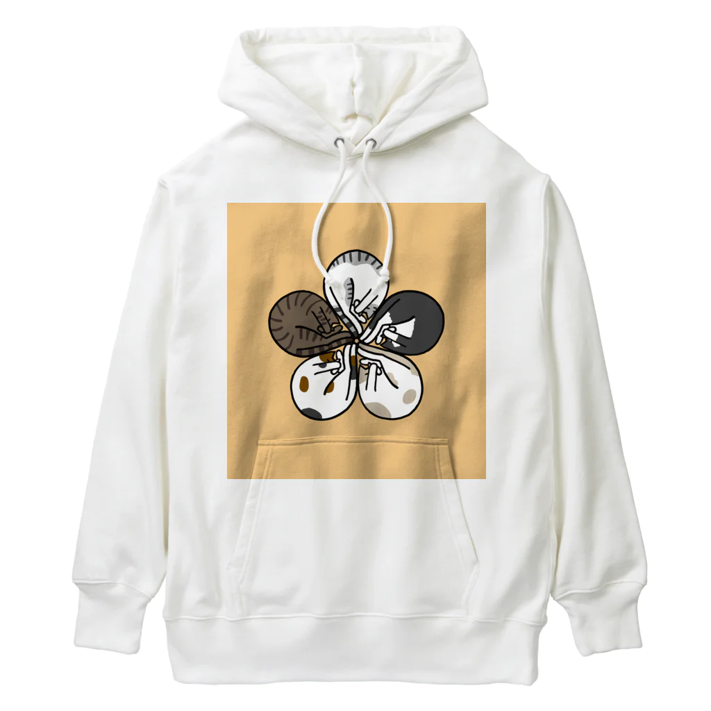 梅咲イラストワークの眠り猫の花紋 Heavyweight Hoodie