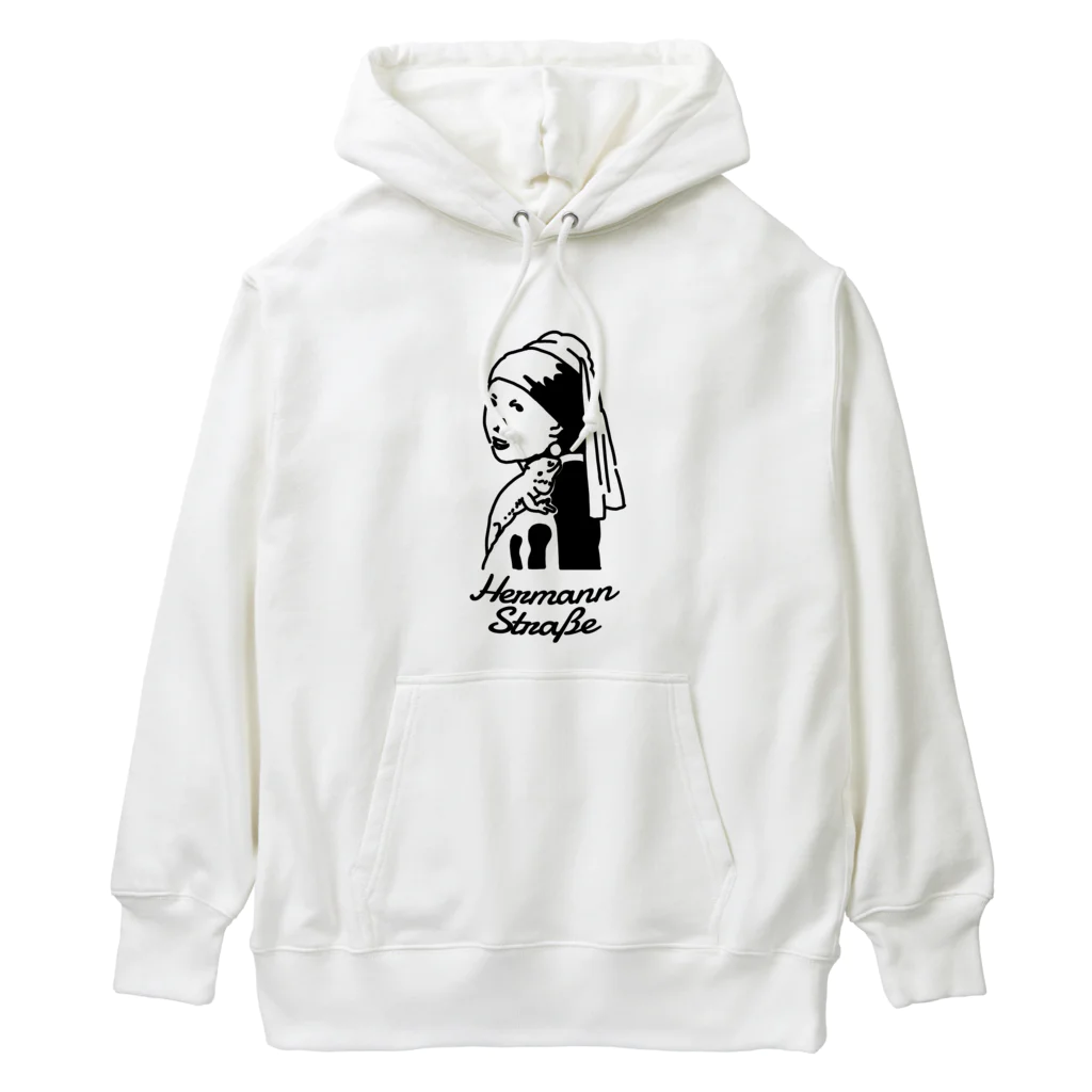 HermannStrasseのイラスト絵画：フェルメールとフトアゴヒゲトカゲ Heavyweight Hoodie