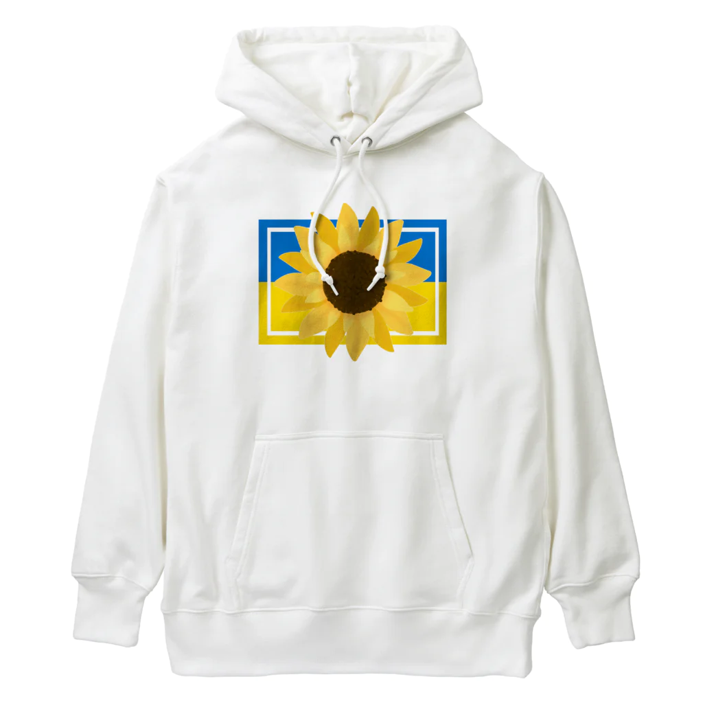 サトオのひまわりonウクライナ国旗 枠付き Heavyweight Hoodie