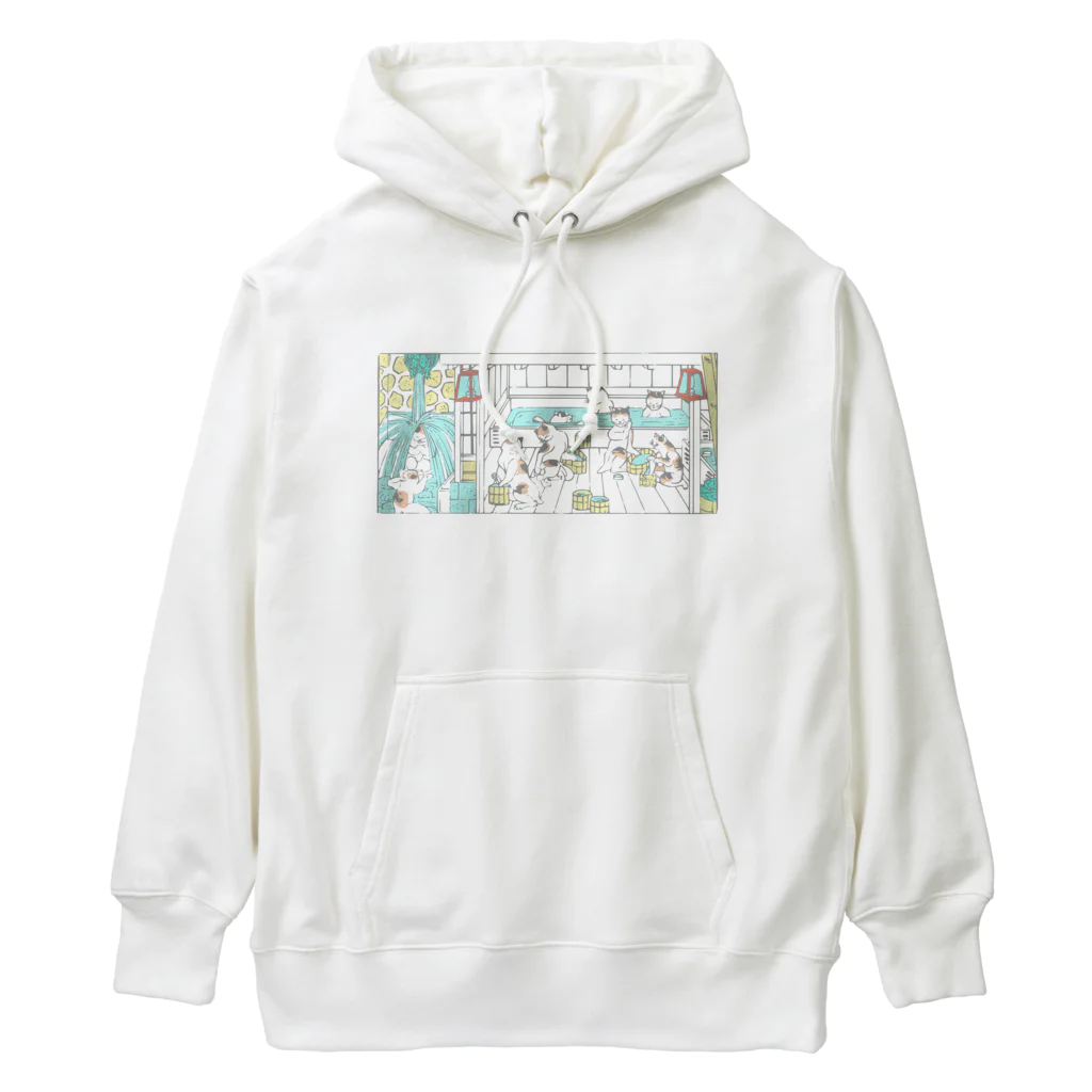 温泉グッズ@ブーさんとキリンの生活の猫の温泉（カラー） Heavyweight Hoodie