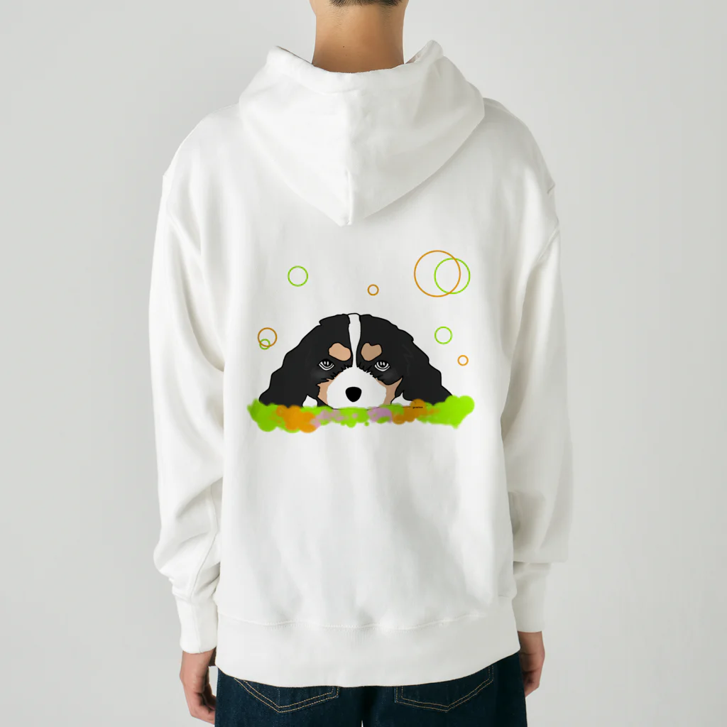 greetenのキャバリアトライカラー癒し犬 Heavyweight Hoodie