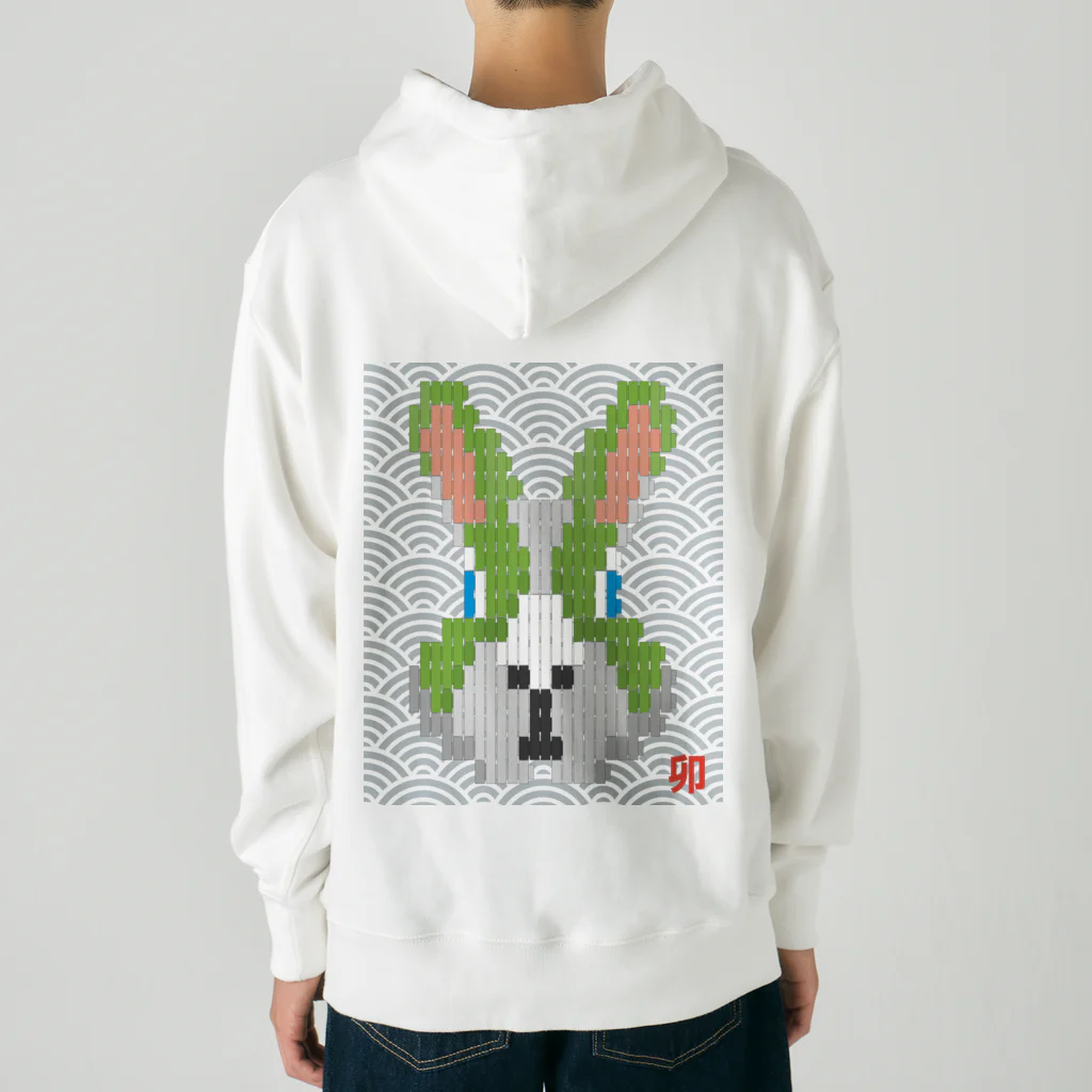 bonnylochの卯-lightGreen_青海波＠ブロックイラスト Heavyweight Hoodie