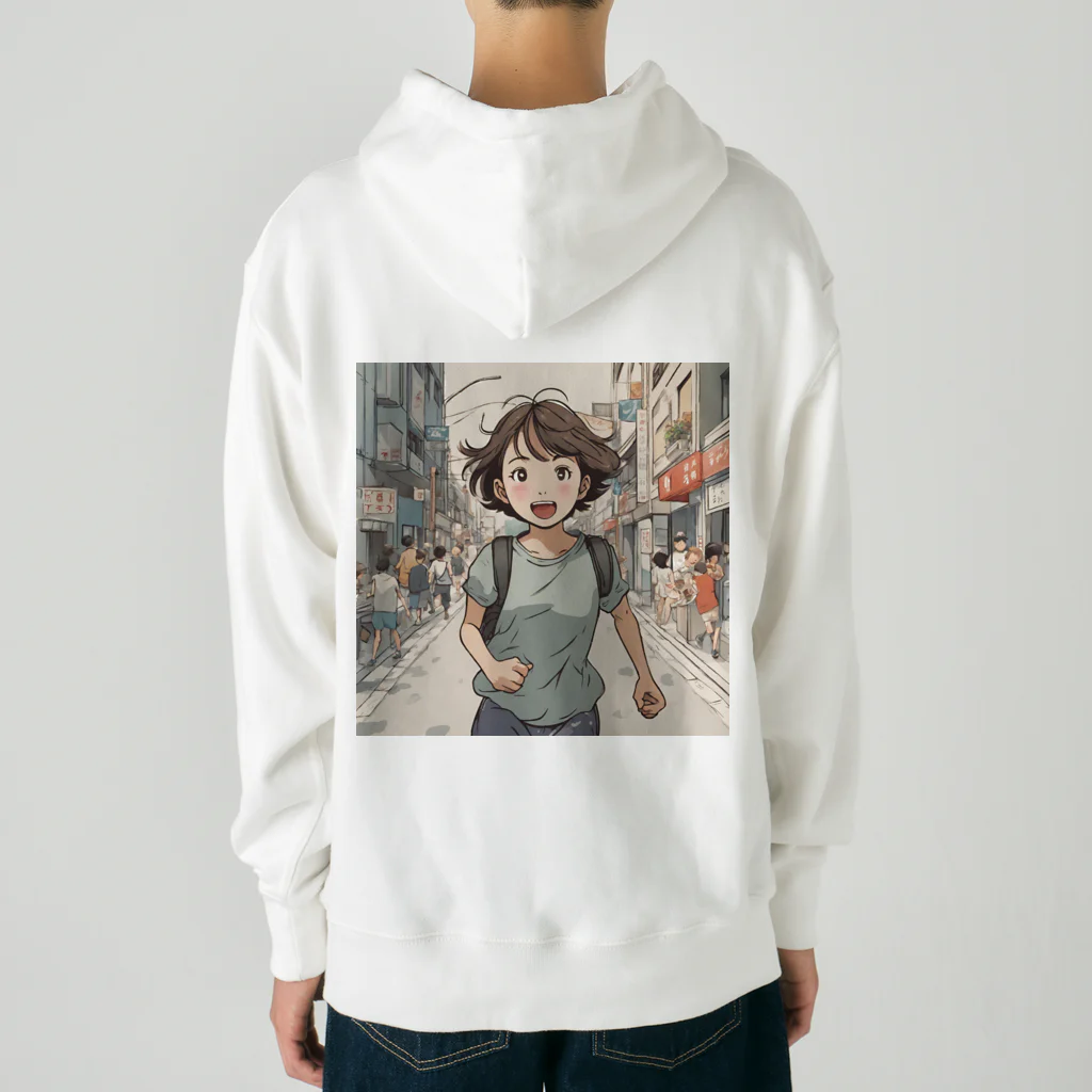 底辺の底辺好きな事を気ままに…。の走る元気な女の子 Heavyweight Hoodie