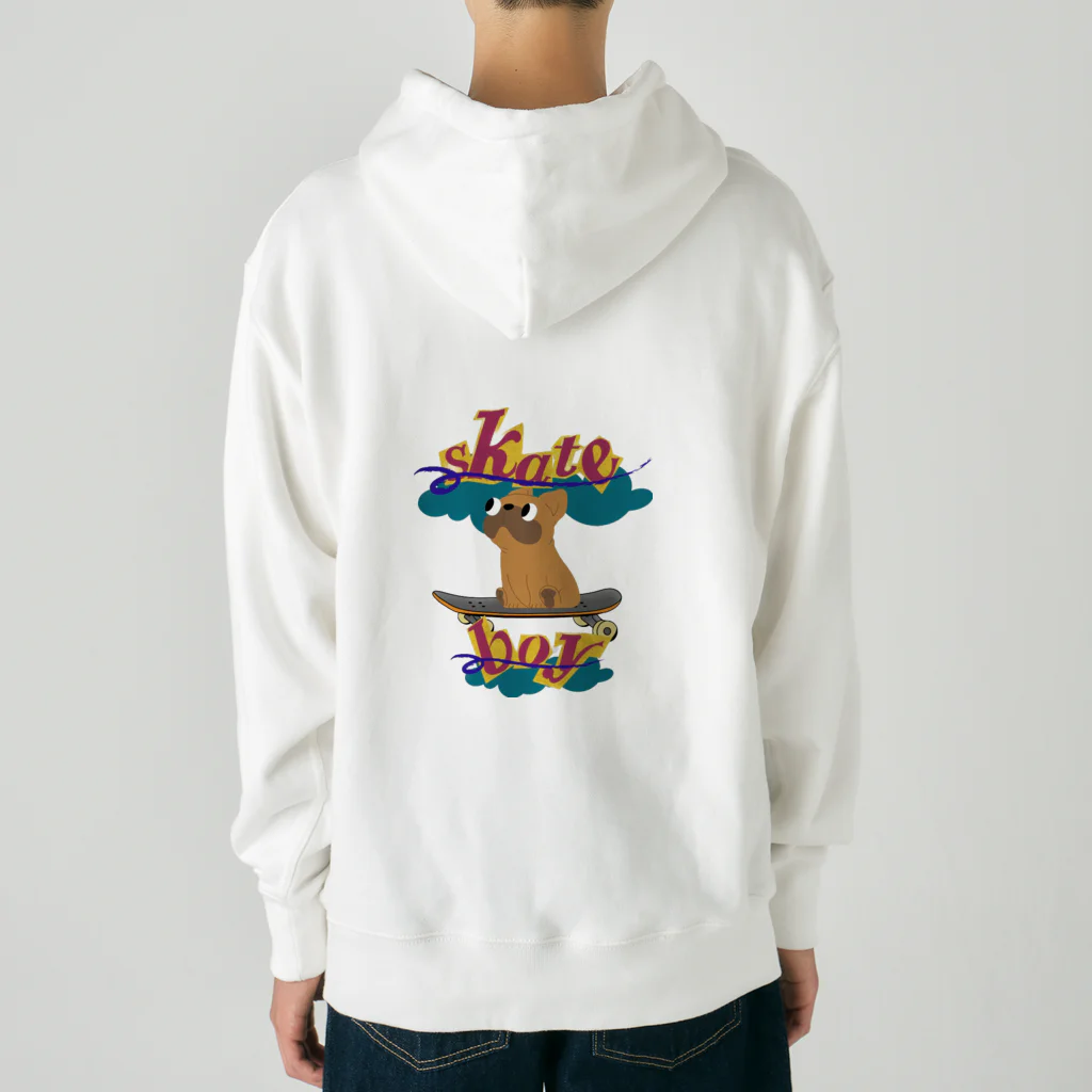 sloth_giraffeのスケートボードするワンコ Heavyweight Hoodie