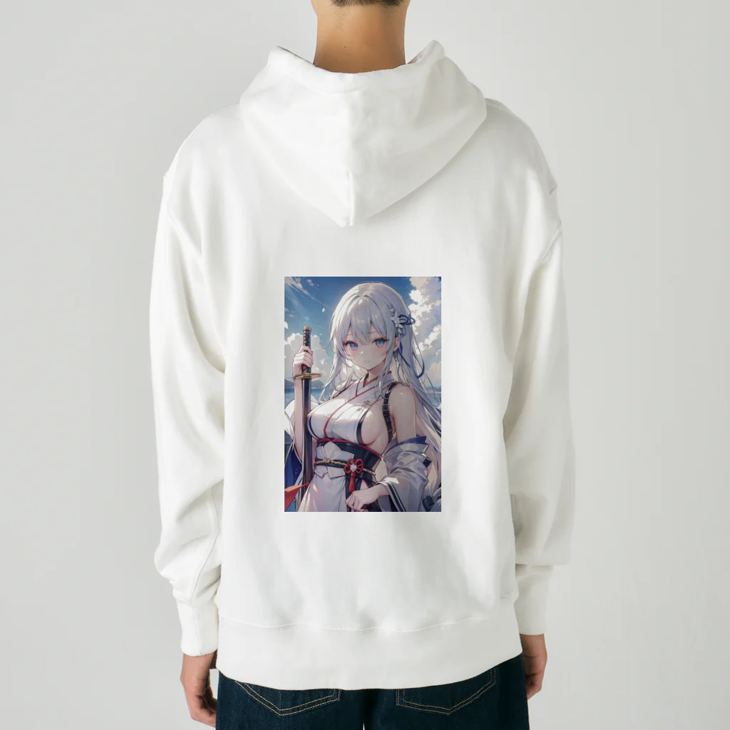 巫女スタぐらむの日本刀をもった美少女 Heavyweight Hoodie