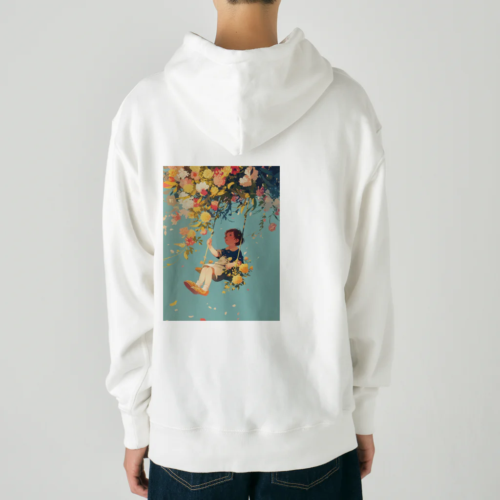 AQUAMETAVERSEの花ブランコに揺られ喜ぶ女の子　ラフルール　1859 Heavyweight Hoodie