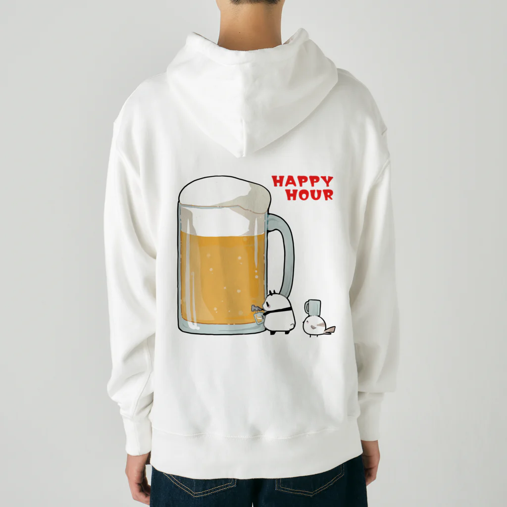 うさやのハッピーアワーでビール祭りを開催するパンダとシマエナガ Heavyweight Hoodie