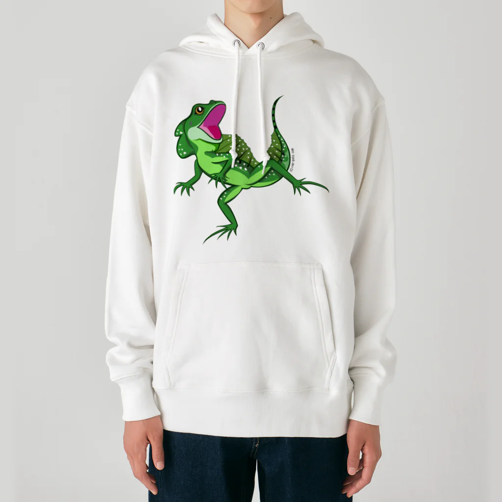 もむのふの爬虫類グッズやさんの水辺の忍者グリーンバシリスク Heavyweight Hoodie