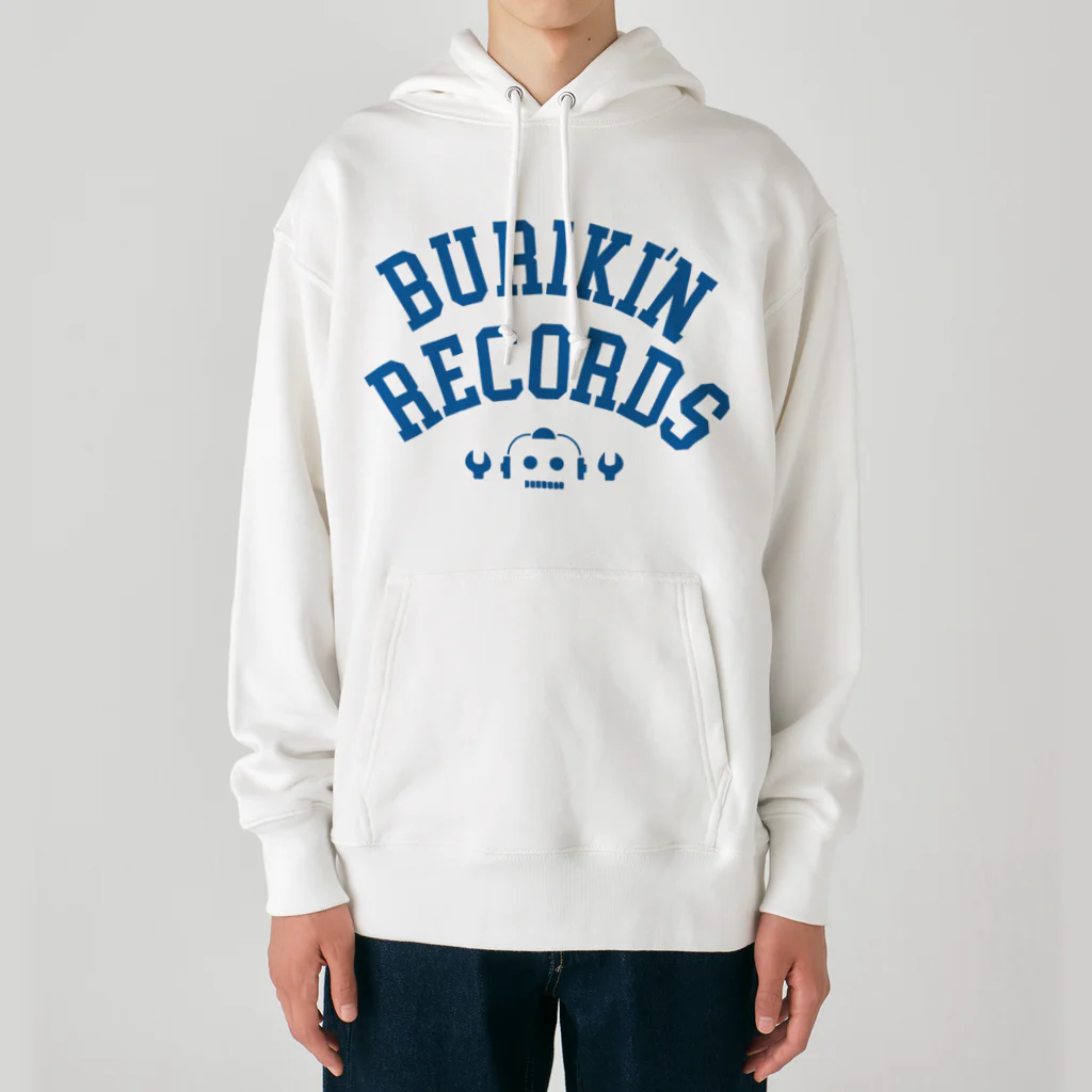 BURIKI'N RECORDSのブリキン定番ロゴ(スモーキーブルーロゴ) Heavyweight Hoodie