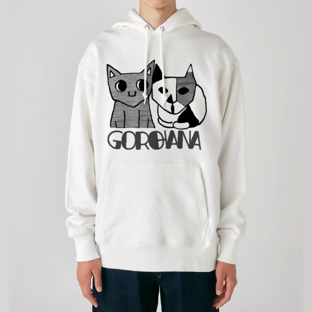 宇宙の真理ナビゲーターSunsCrystal's Shopの【猫】目覚めた猫の漫画『ごろとはな』-GOROHANA- Heavyweight Hoodie