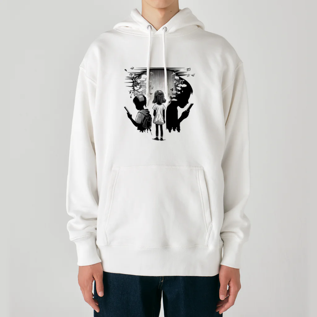 ■□ monochrome10 ■□のスマホと子供 / Smartphones and Children Heavyweight Hoodie