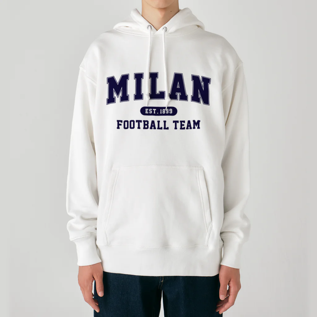 CALCIO1899のミラン_カレッジ風_ネイビー Heavyweight Hoodie