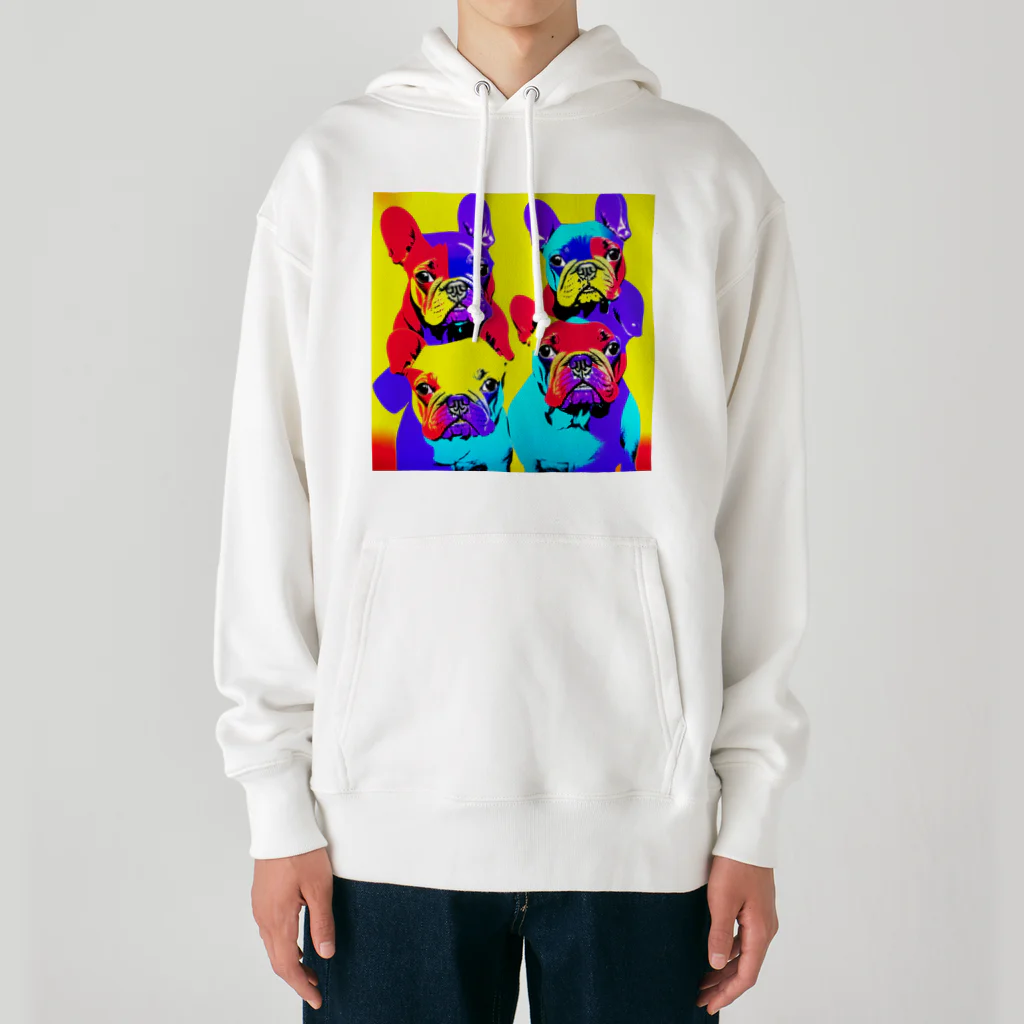 TakashiSのVivid Quartet of French Bulldogs Heavyweight Hoodie