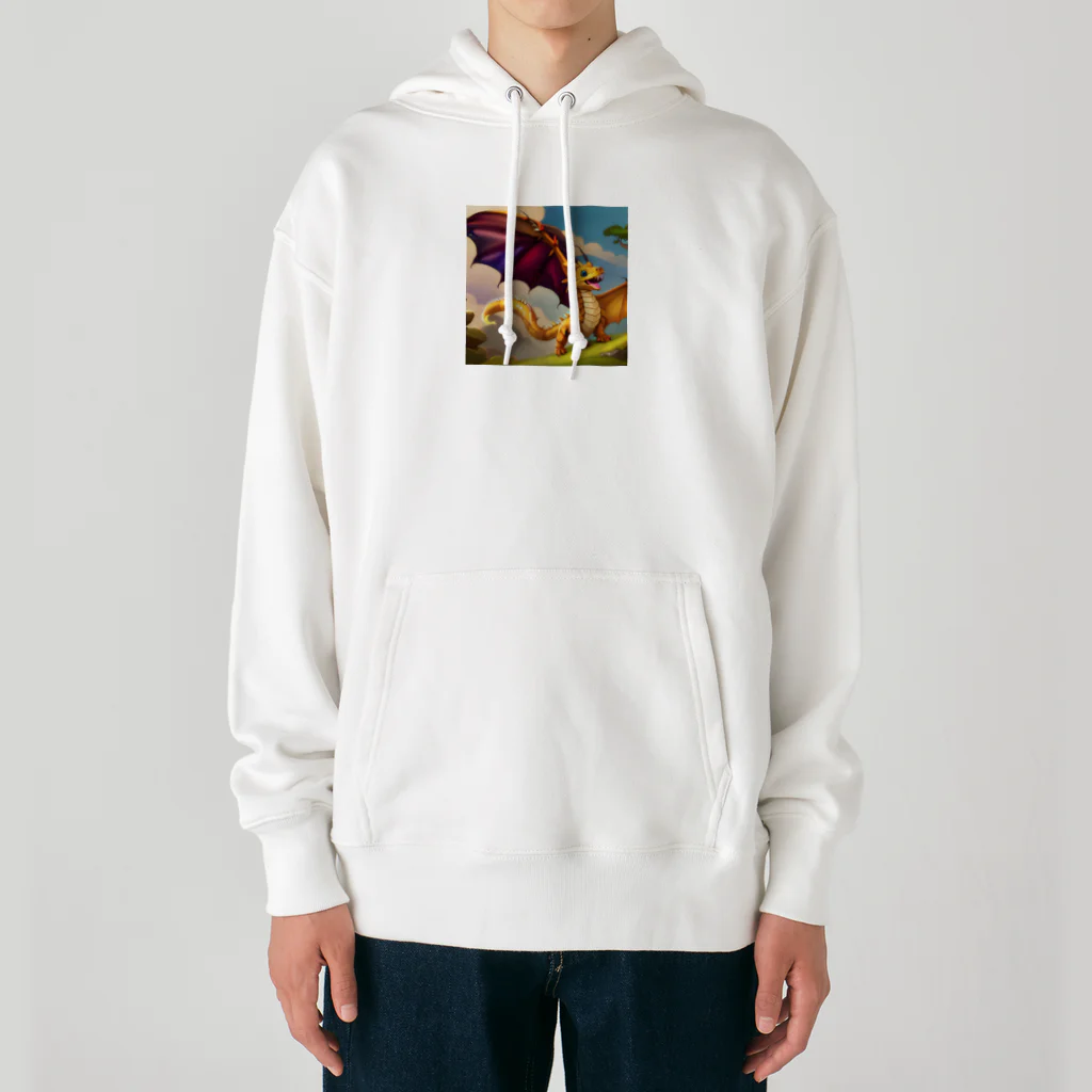 幸せアートワールドの可愛い龍のイラストグッズ Heavyweight Hoodie