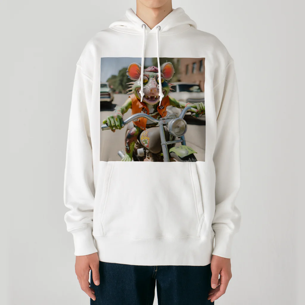 kuri_AMERICANのバイクに乗ったラットフィンク Heavyweight Hoodie