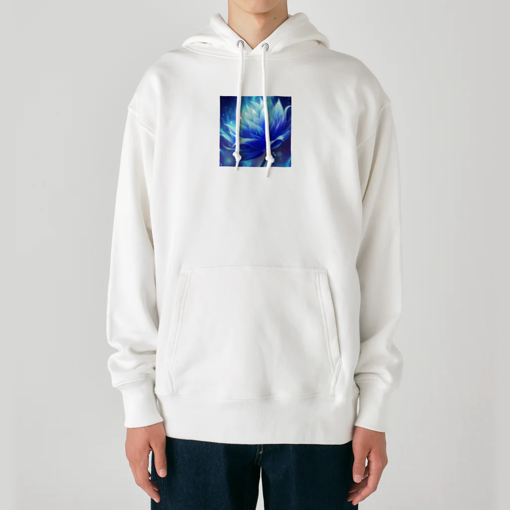 まよの幻想的なブルーフラワー Heavyweight Hoodie