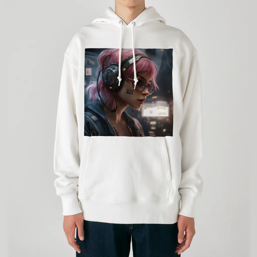 SONESONEのサイバーパンクシティの少女２ Heavyweight Hoodie