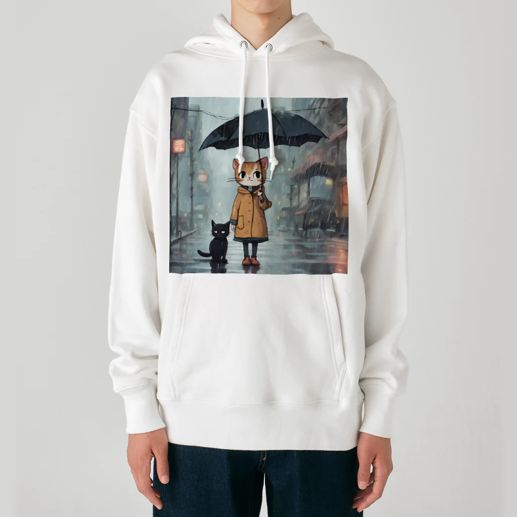 AI Creative Hub（AIクリエイティブハブ）の猫と傘 Heavyweight Hoodie