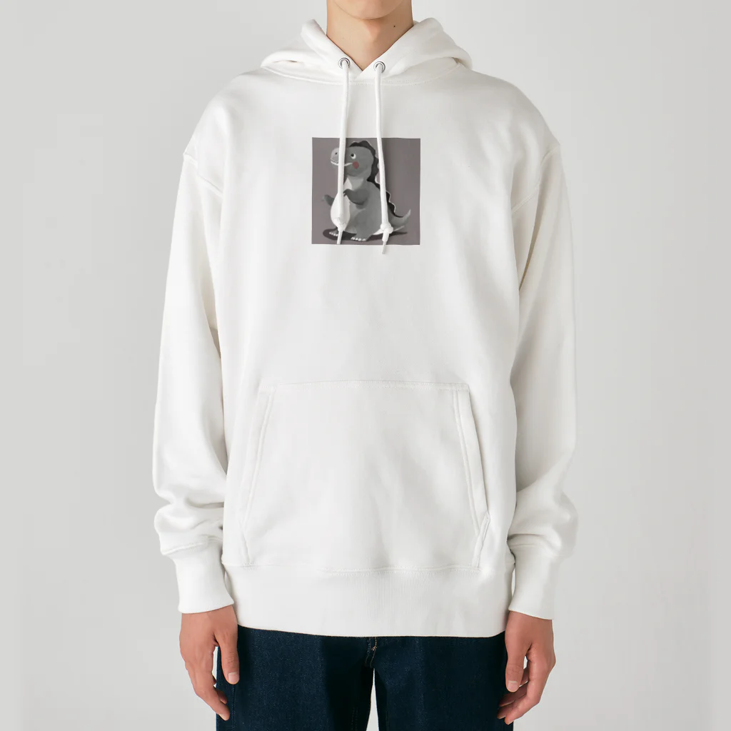 サラリーマン恐竜のモノクロ恐竜 Heavyweight Hoodie