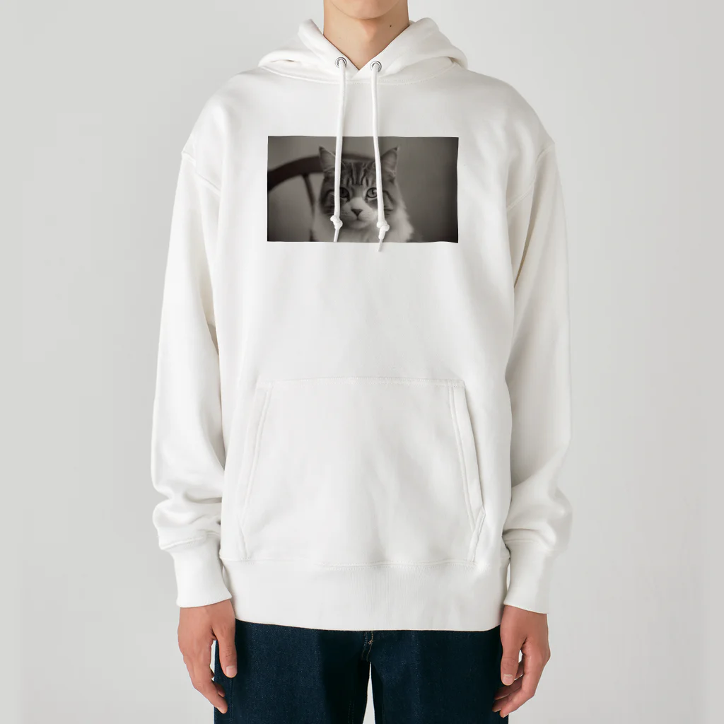 OKEN-11の猫グッズ　モノクロ写真　クラシック Heavyweight Hoodie