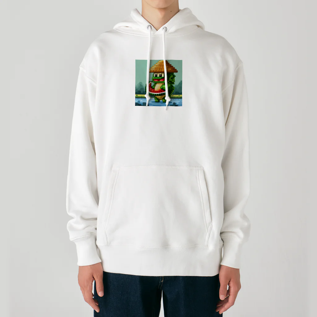 フリーダムのスイカを食べる亀　ピクセルアート Heavyweight Hoodie