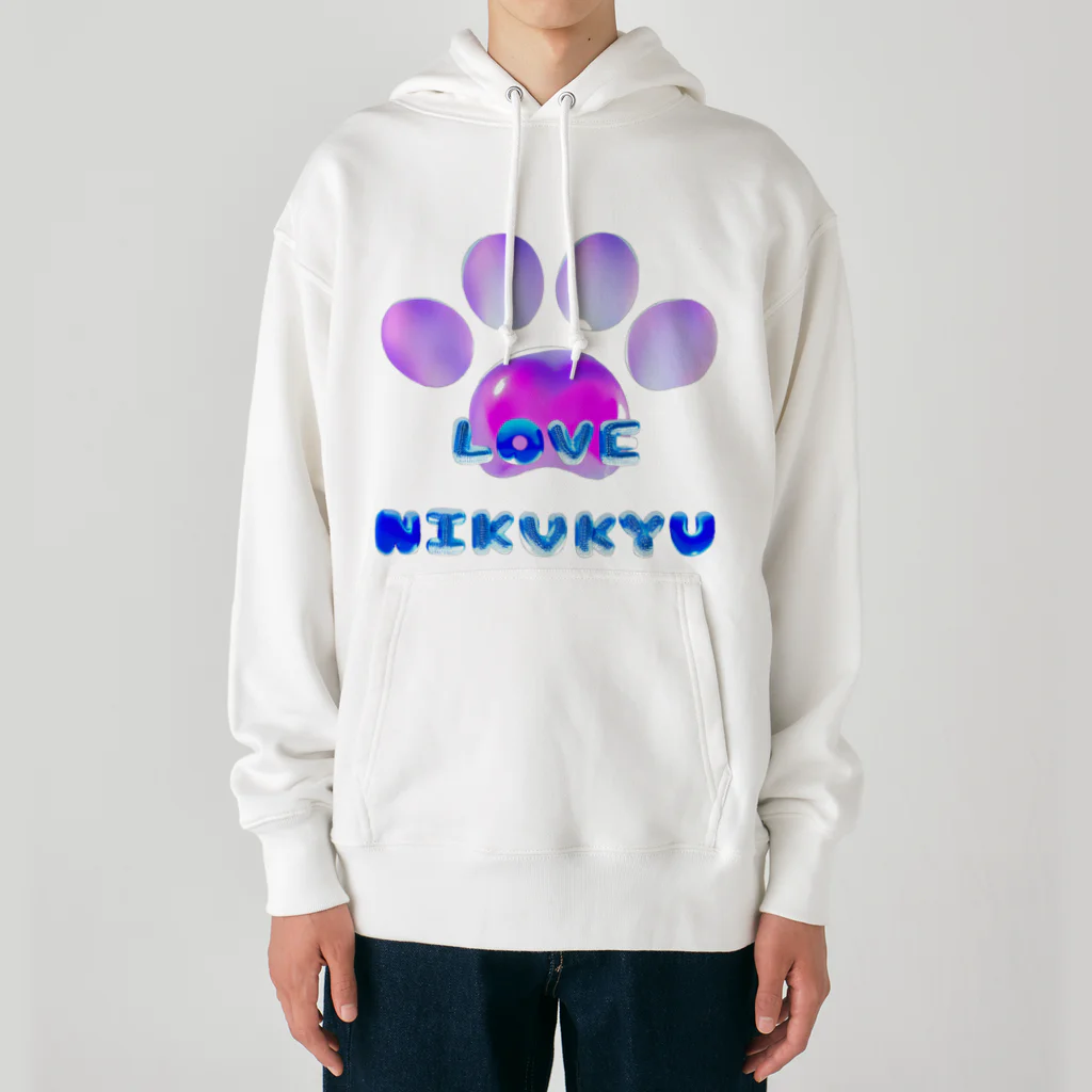 NIKUKYU LOVERのLOVE NIKUKYU -肉球好きさん専用 ブルーピンクバルーン - Heavyweight Hoodie