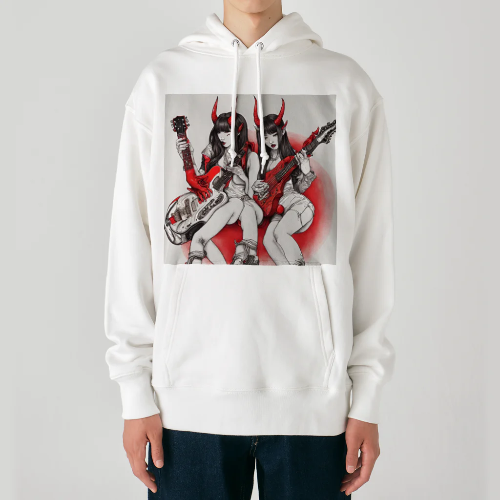 HELLOの赤デビル女ダ・ゾーン Heavyweight Hoodie