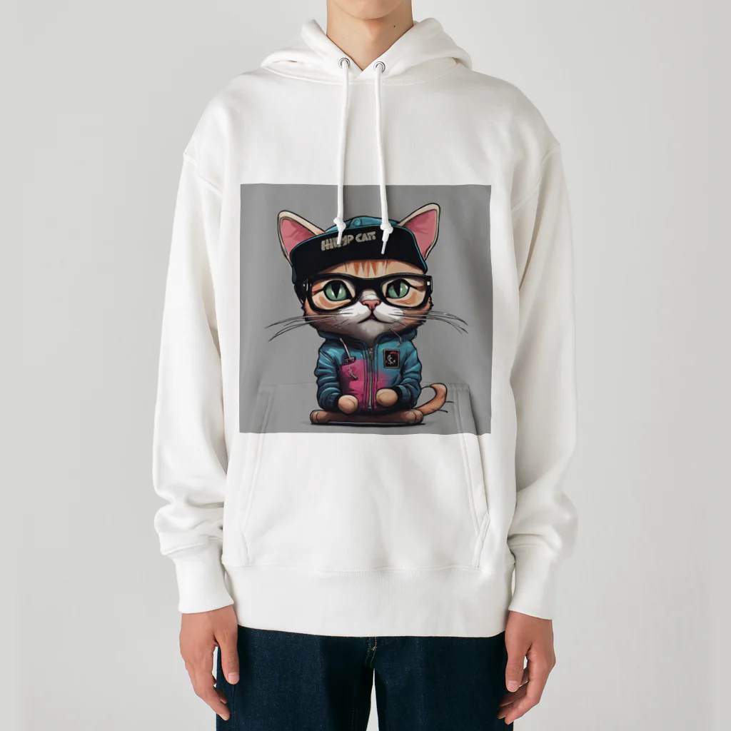 非常口社長のヒップホップ猫 Heavyweight Hoodie